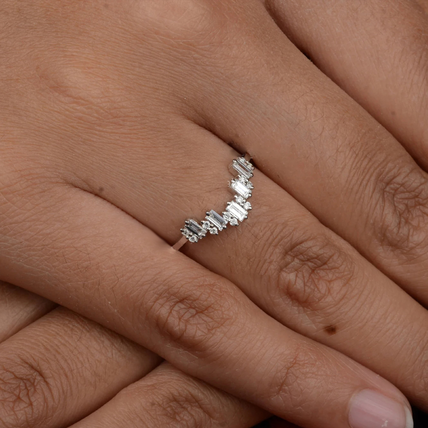 Baguette Diamond Chevron Ring