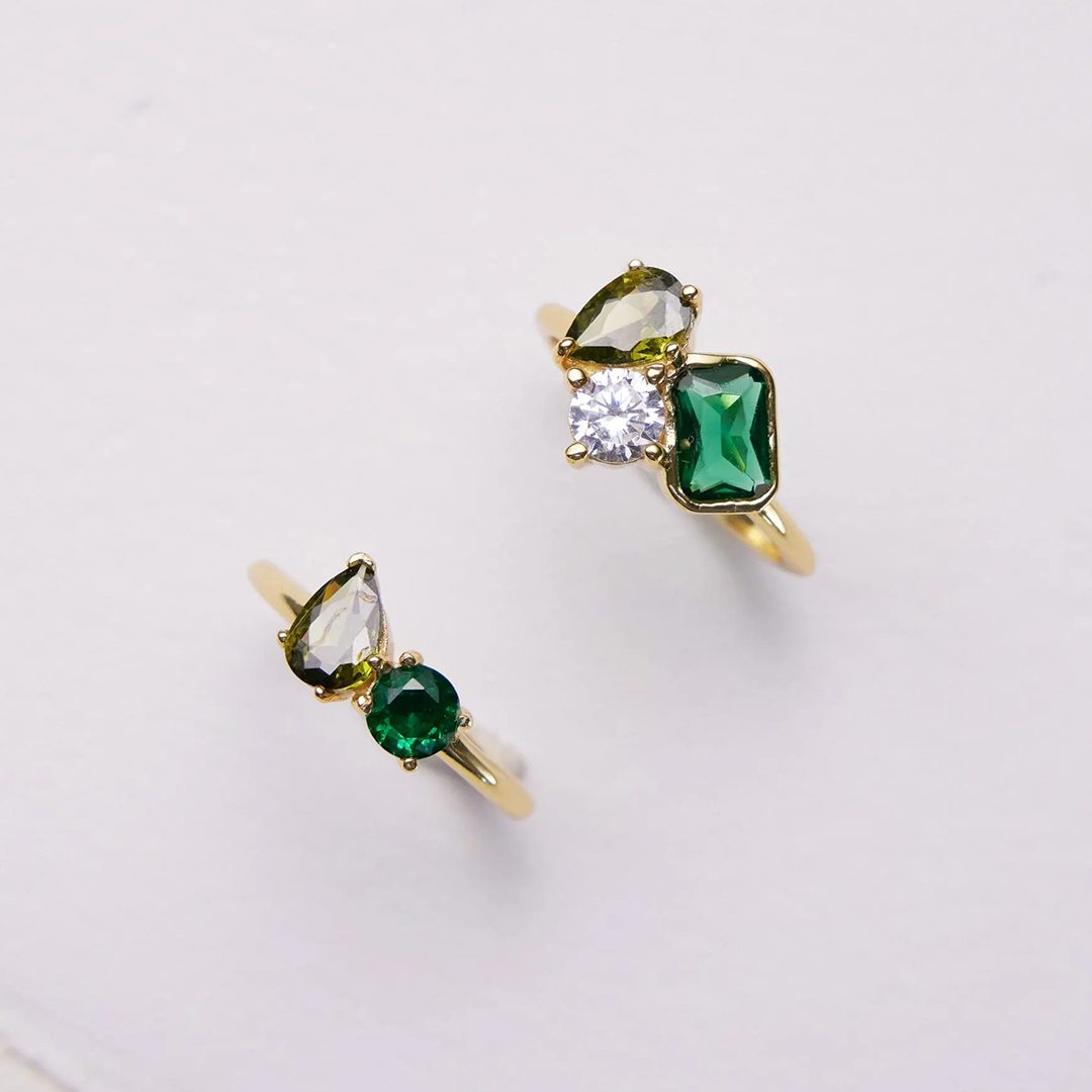 Christmas Gift Custom 3 Birthstone Ring