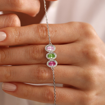 Specialized With 1-14 Kids Birthstones Gift For Grandma Bracelet