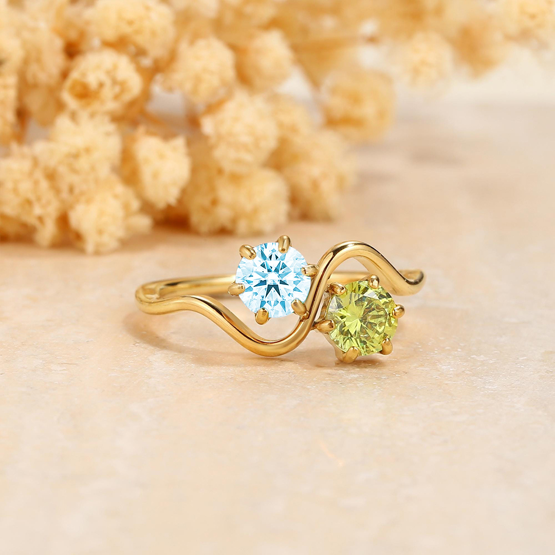 Faith Through Deep Waters Two Stone Custom Birthstone Ring