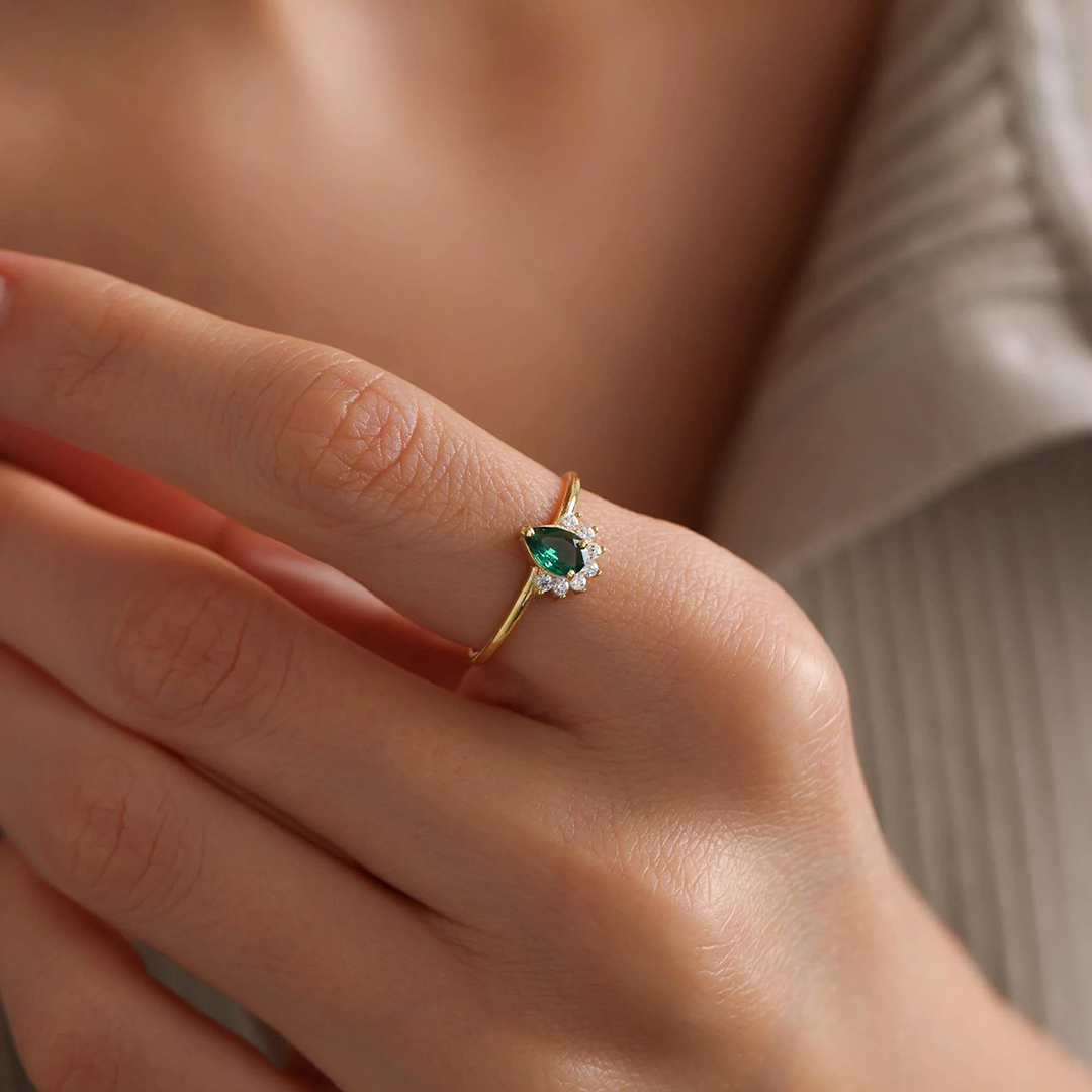 Memorial Tear Personalized Birthstone Ring