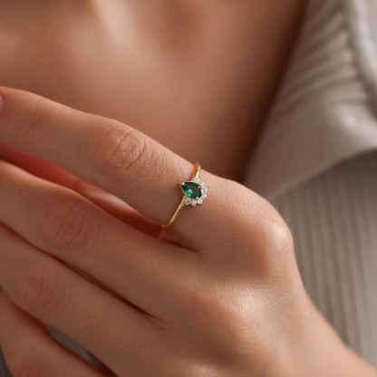 Memorial Tear Personalized Birthstone Ring