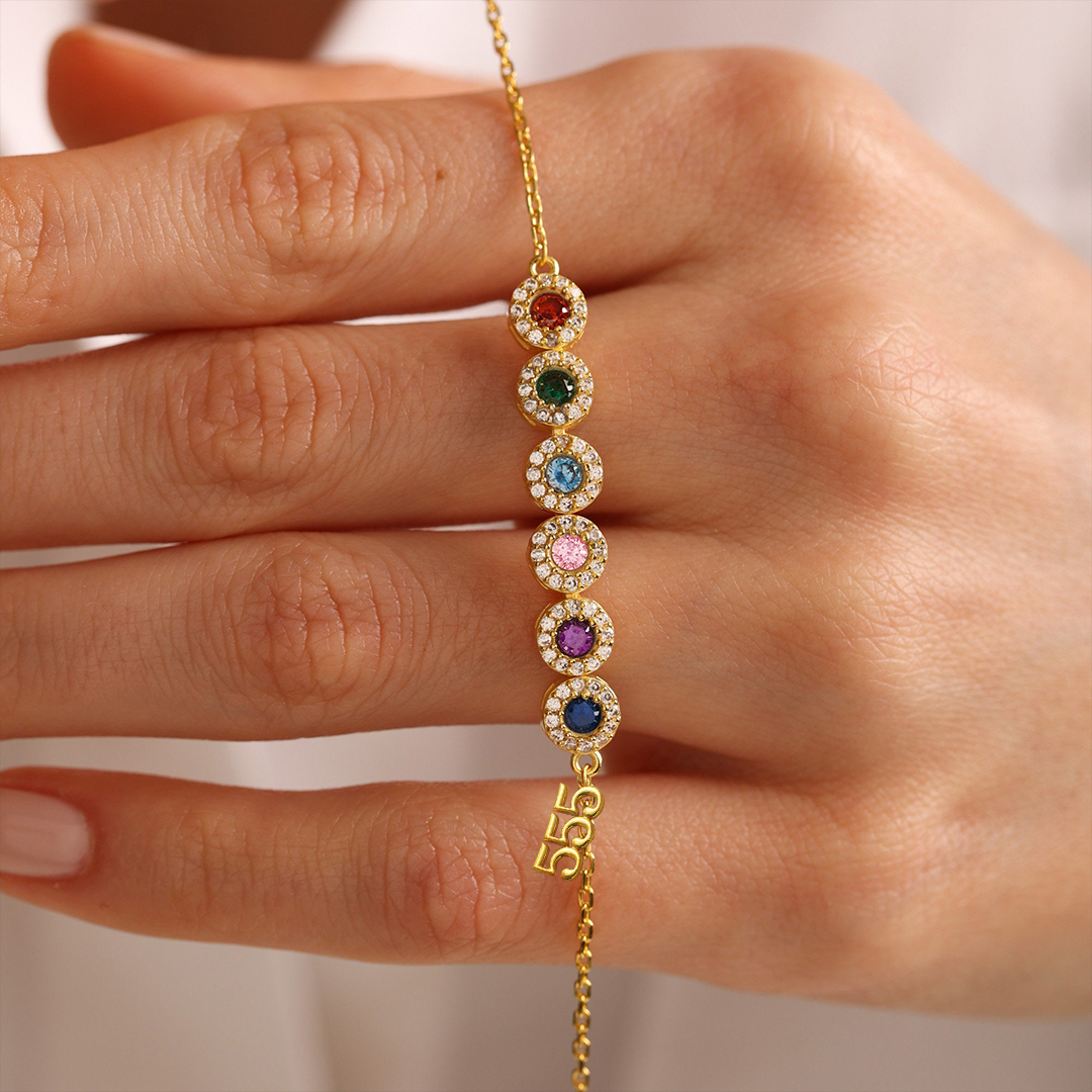 Mama’s Valentine Angel Number Birthstone Bracelet