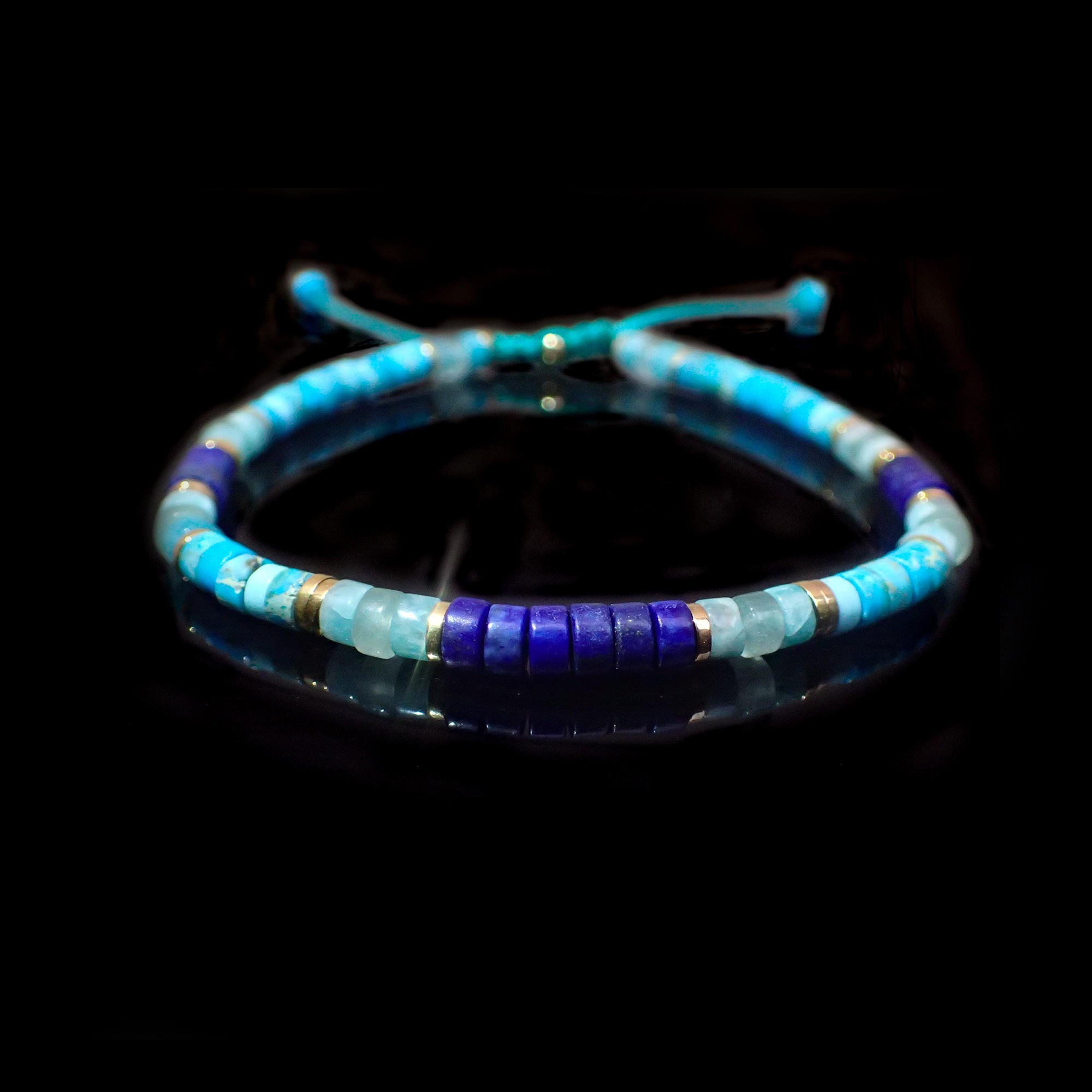 Mens Lapis Lazuli Turquoise Minimalist Bracelet