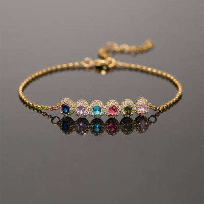 Specialized With 1-9 Kids Birthstones Gift For Grandma Bracelet