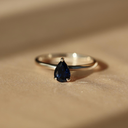 Memorial Tear Teardrop Sapphire Ring