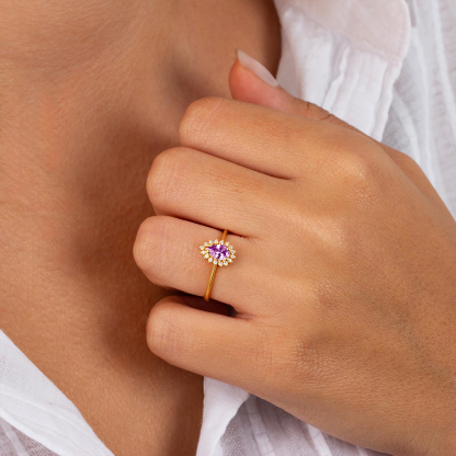 Memorial Tear Teardrop Birthstone Ring