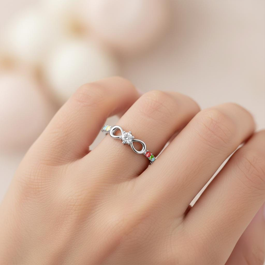 Autism Awareness Infinity Diamond Knot Ring