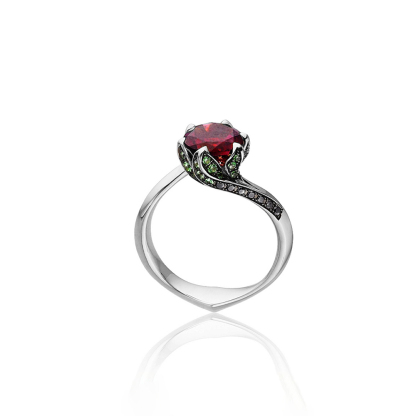 My One and Only Rose Garnet Floral Ring
