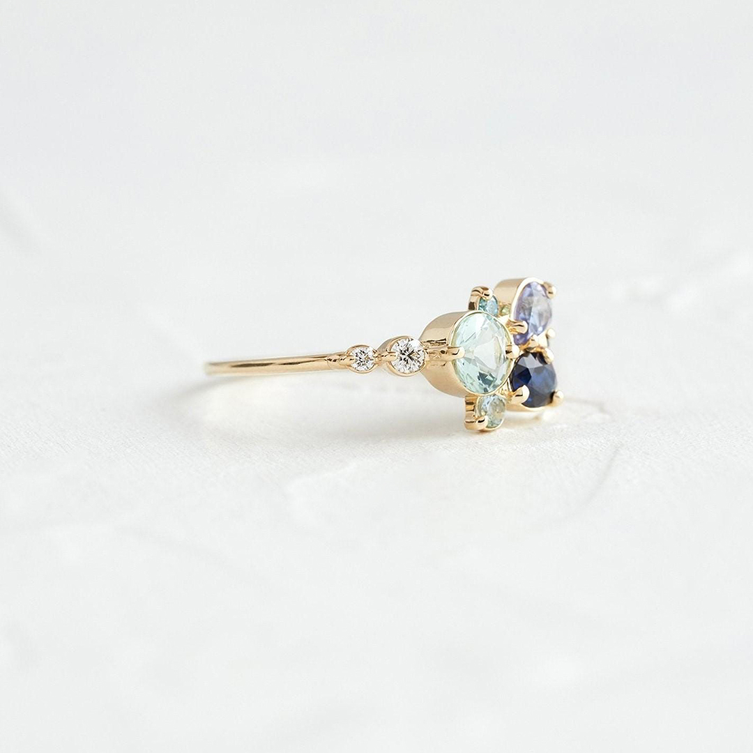 Gift For Mama Custom 1-5 Multi-Shape Birthstones Ring