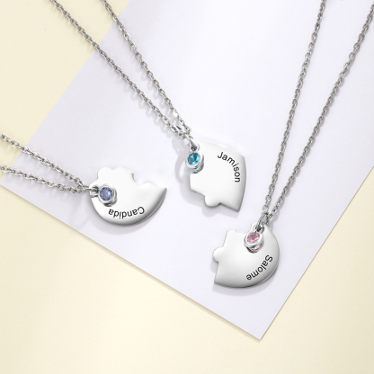 Personalized Engraved Names Birthstones BFF Necklace