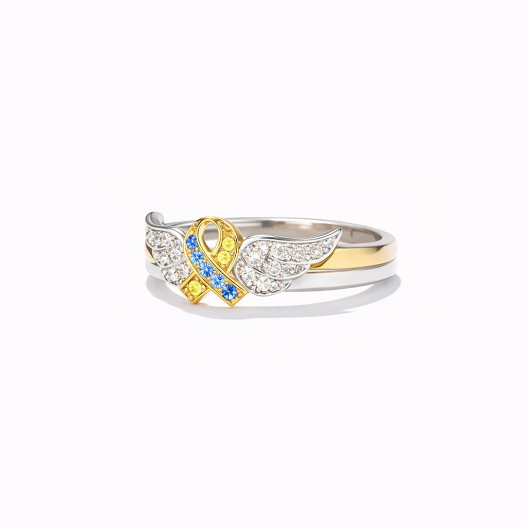 Blue & Yellow Hope Ribbon Ring