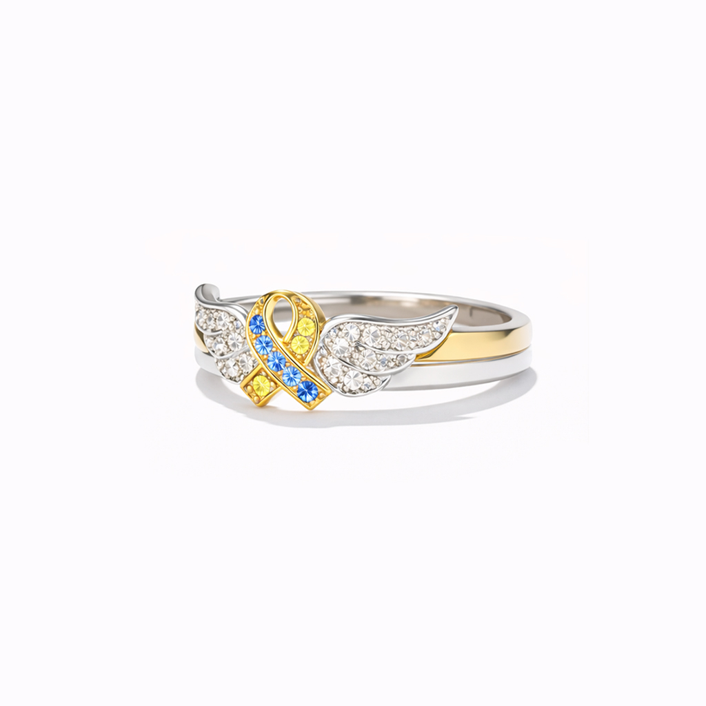 Blue & Yellow Hope Ribbon Ring