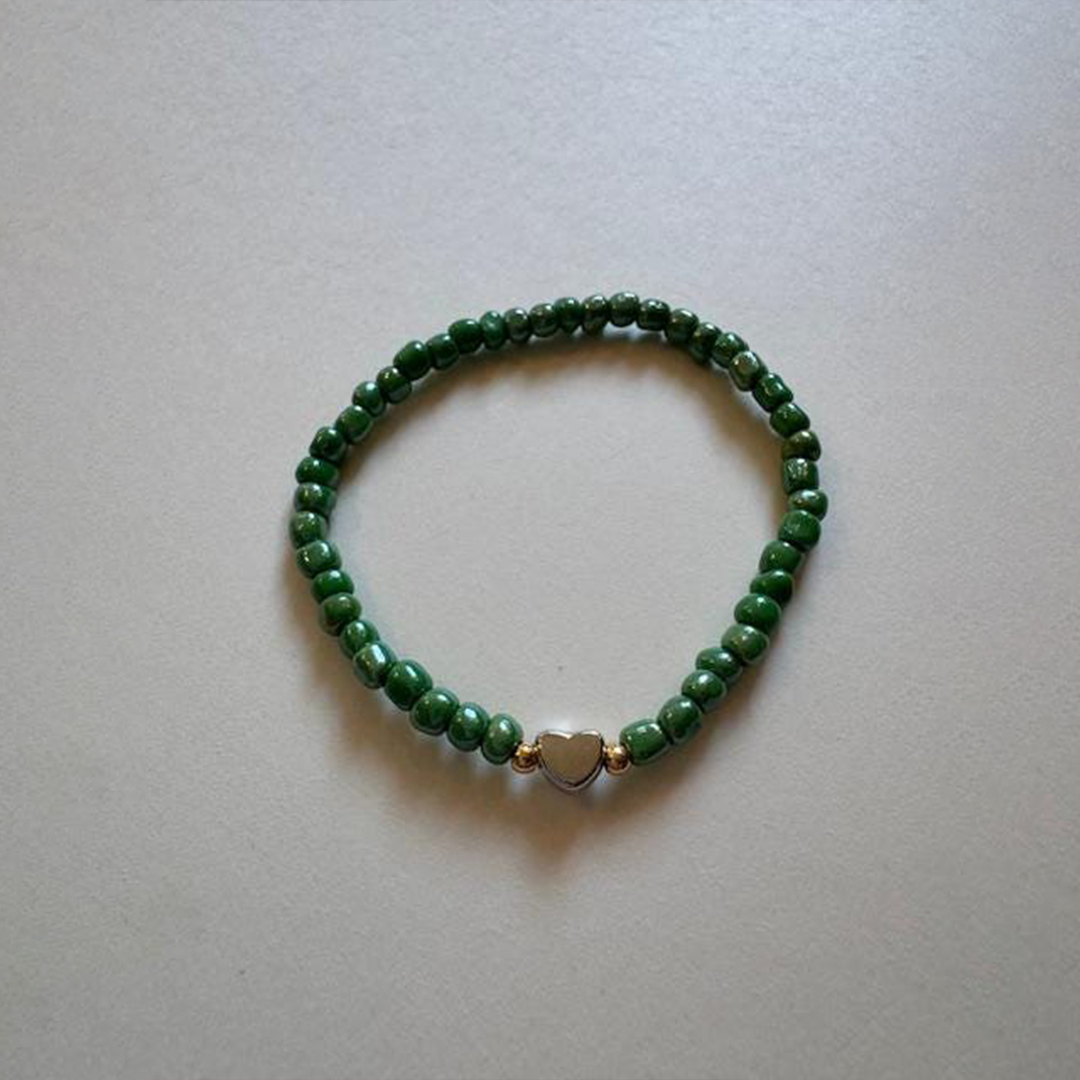 Kidney Disease Awareness United in Strength Green Beaded Bracelet
