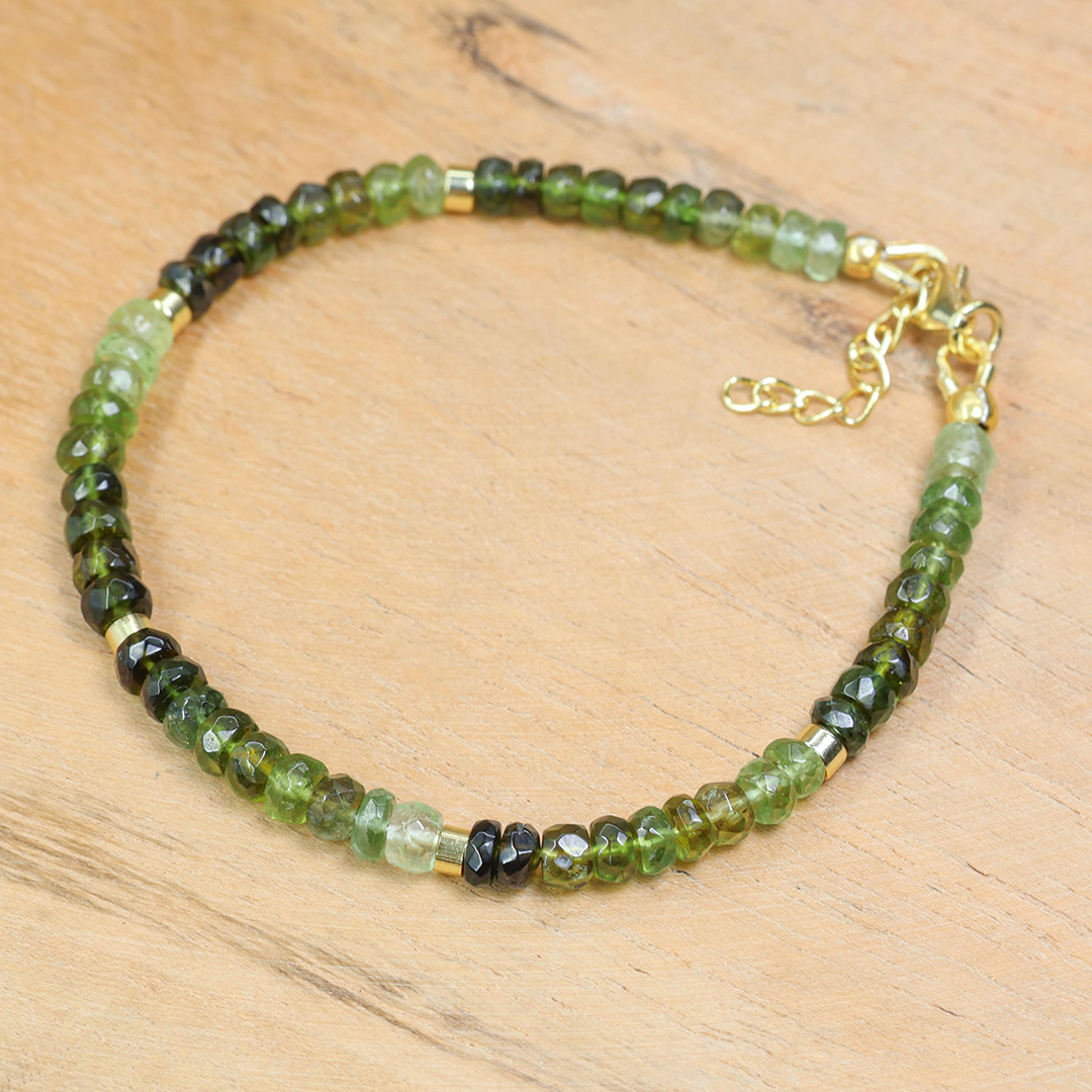 Kidney Disease Awareness Strength and Support Green Beaded Bracelet