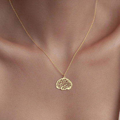 Brain Injury Awareness Strength and Support Dainty Brain Necklace