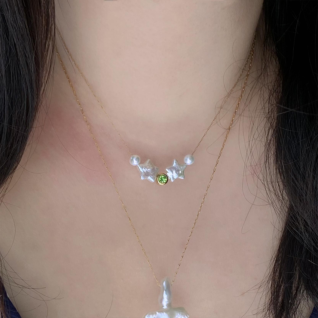 Autism Awareness Double Pearl Stars Necklace