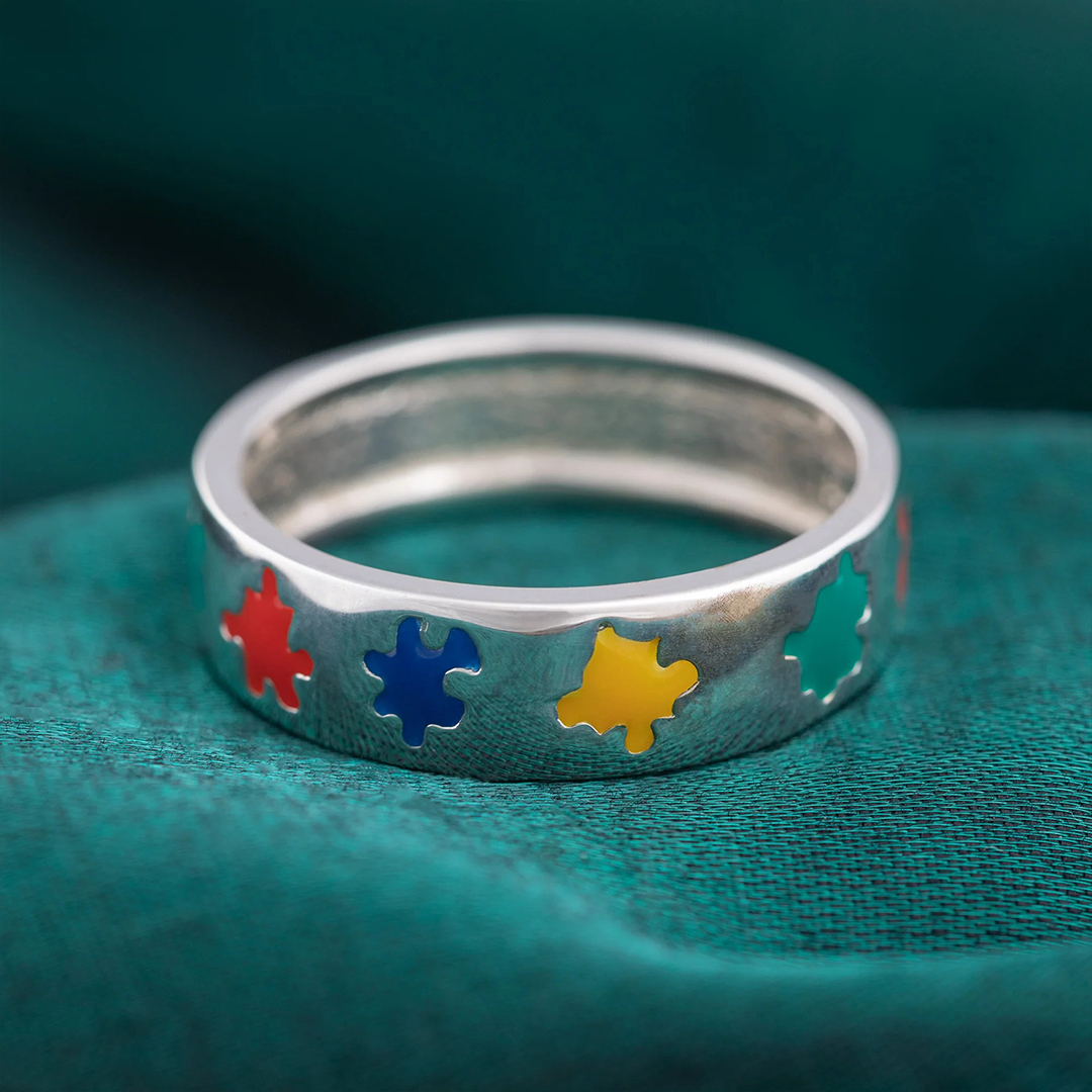 Puzzle Piece Autism Awareness Ring