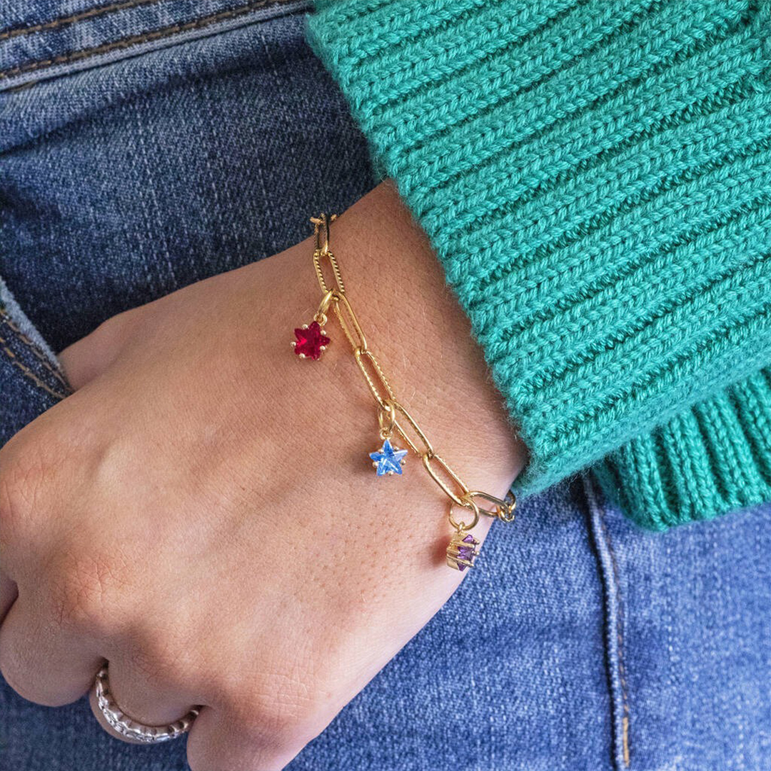 Mother's Gift Personalized 1-8 Star Birthstones Bracelet