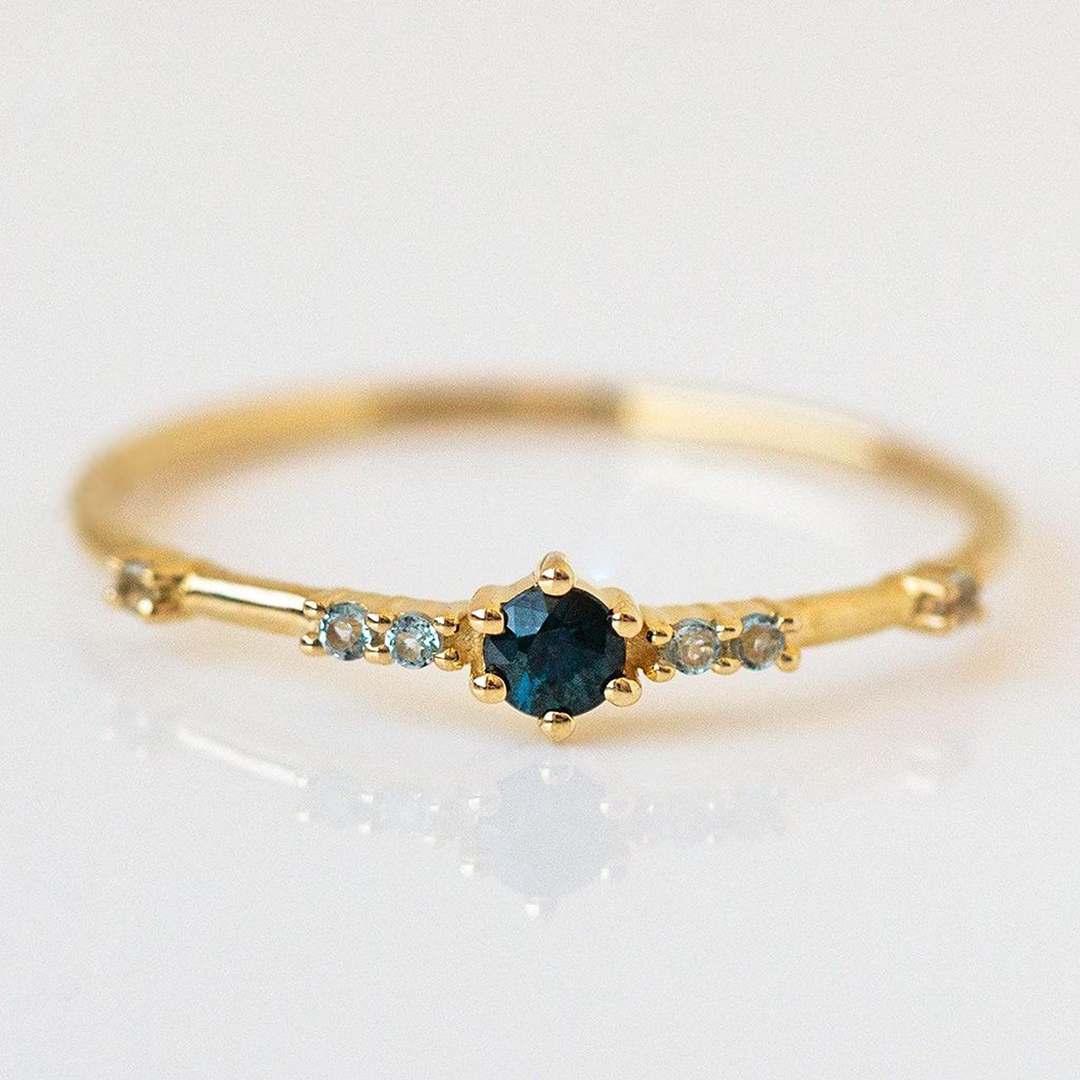 Ovarian Cancer Awareness Nobody Fights Alone Teal Sapphire Ring