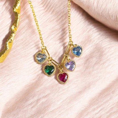 Heart To Heart 1-6 Birthstones Family Necklace