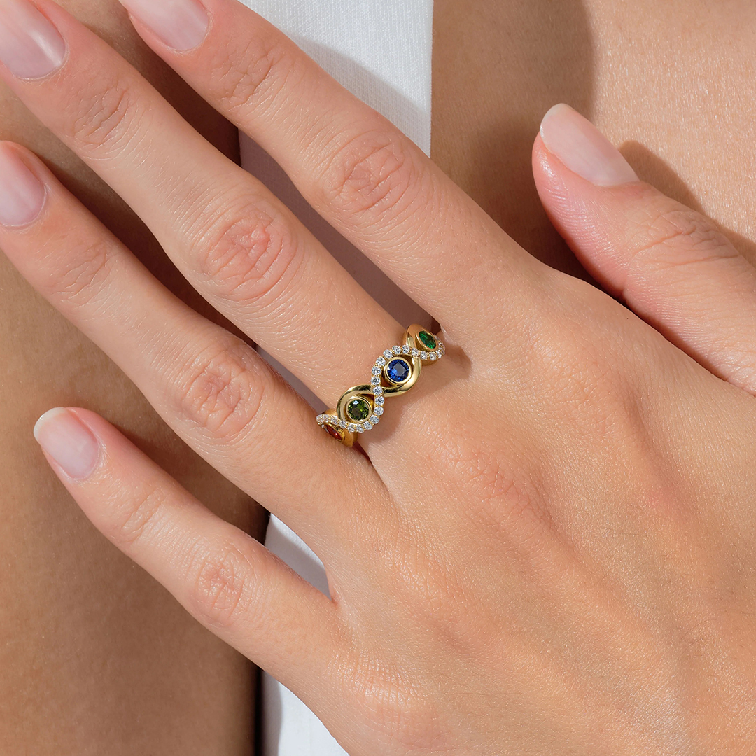 Custom 1-4 Birthstones Infinity Ring