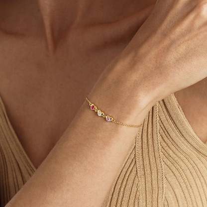 My Family My Heart Custom Heart Birthstone Bracelet