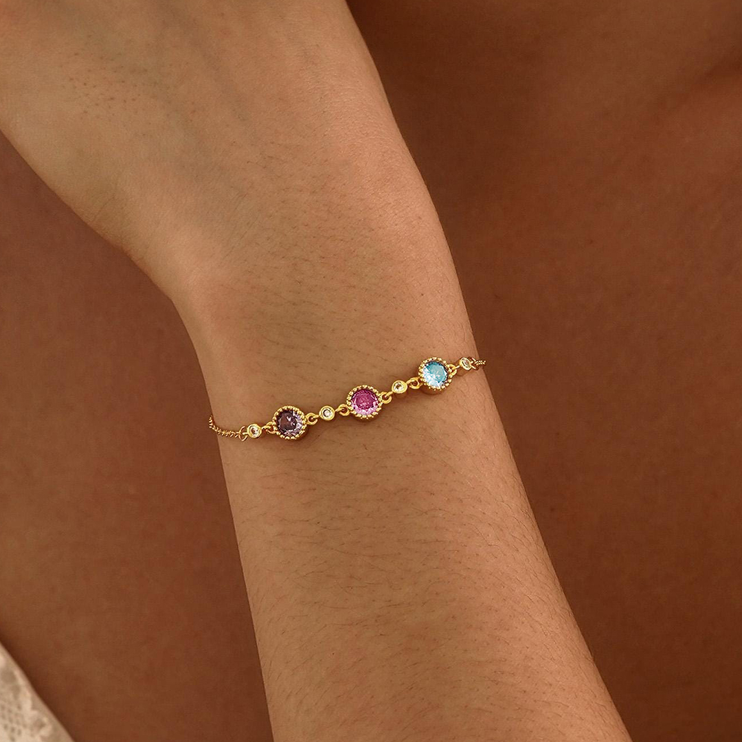 Mother's Day Gift Personalized Square Birthstone Bracelet