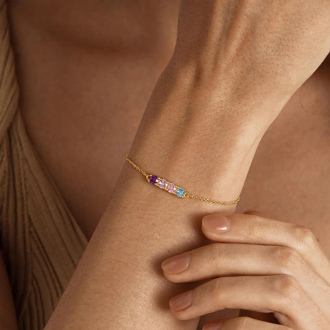 Minimalist Family Gift Birthstone Bracelet