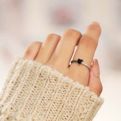 I'm Choosing My Peace Black Enamel Heart Ring