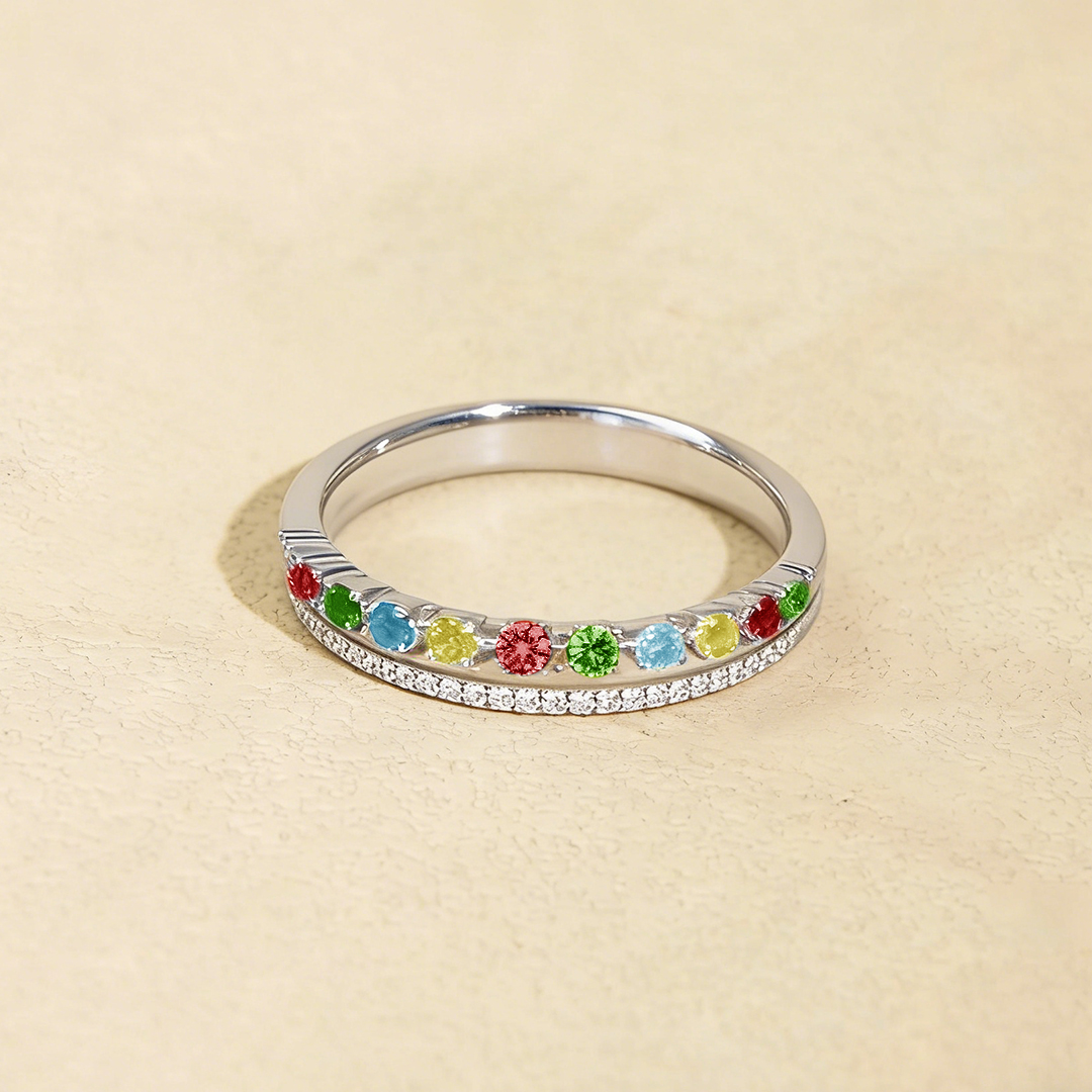 Autism Awareness Miracle Love Rainbow Eternity Ring
