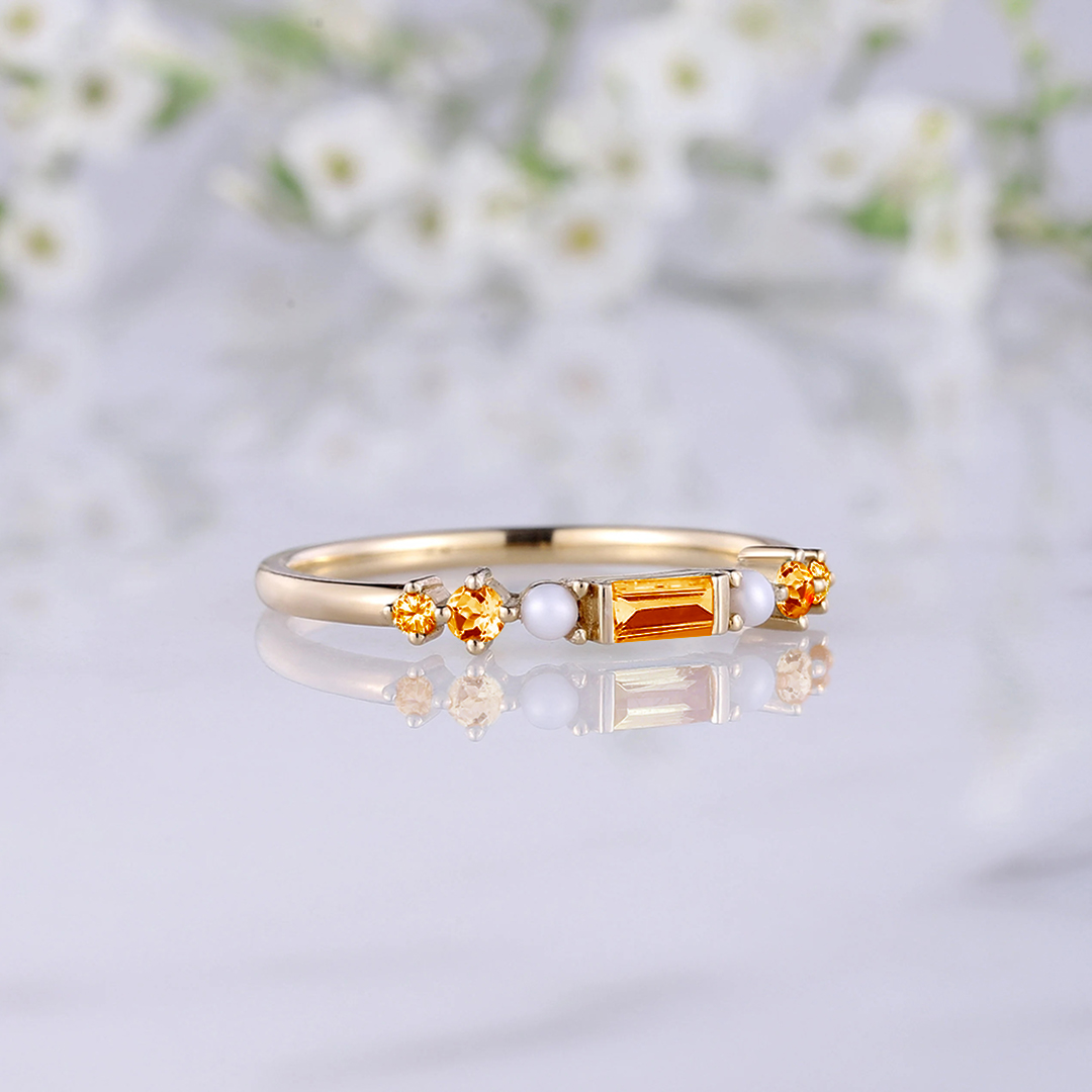 Nobody Fights Alone Multiple Sclerosis Awareness Baguette Pearl Ring