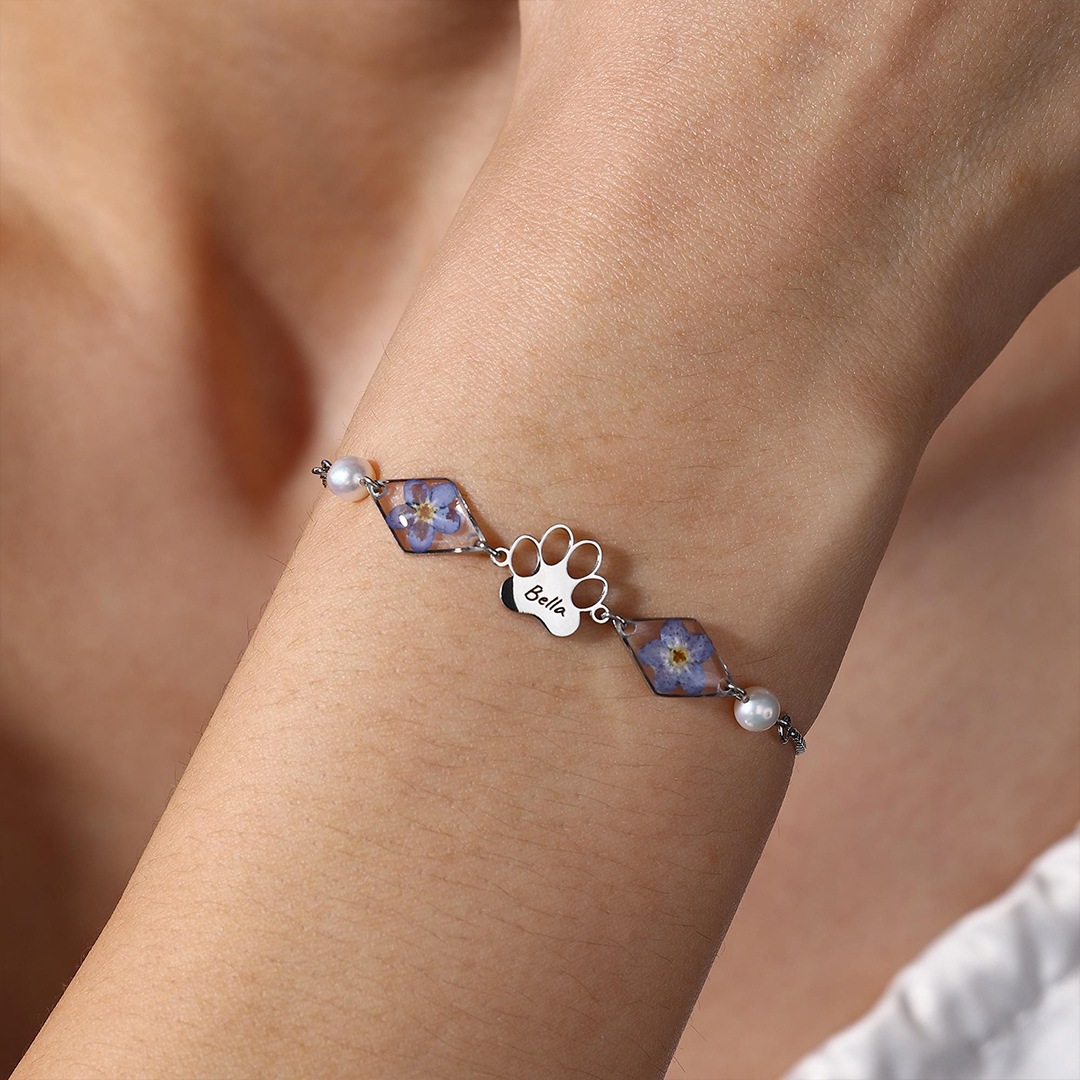 Forever Loved Rainbow Bridge Paw Print Bracelet