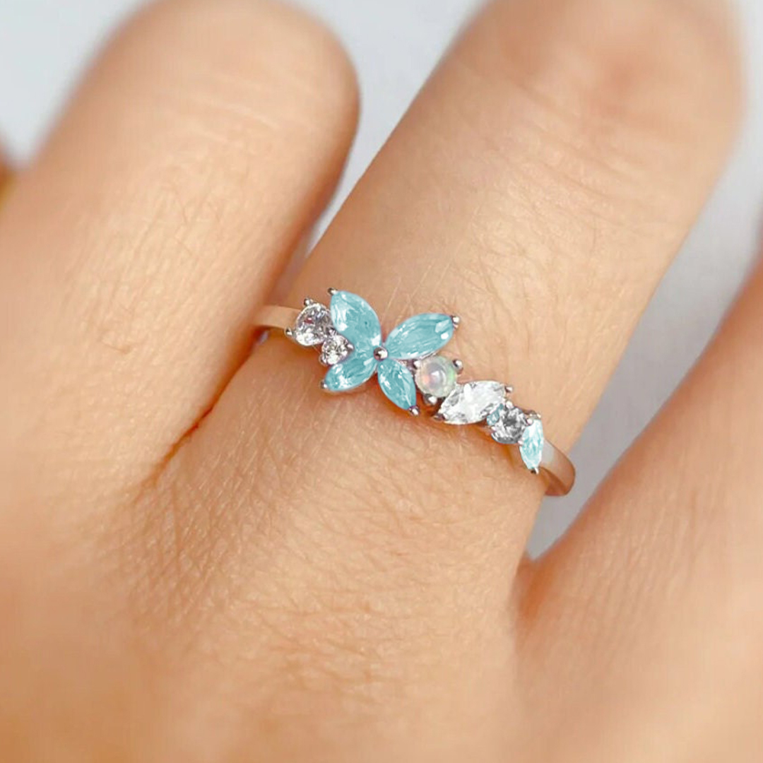 Ovarian Cancer Awareness Teal Butterfly Ring