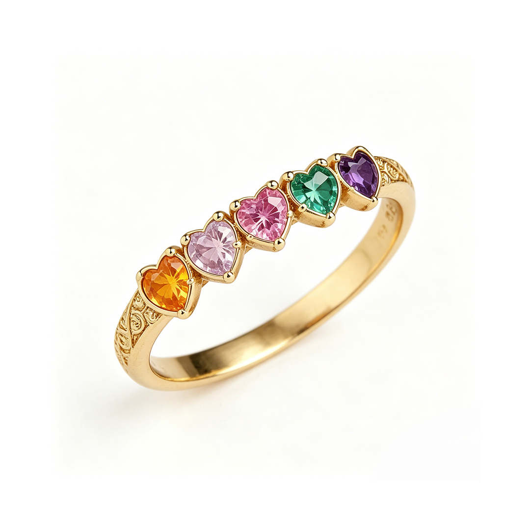 Grandma’s Tear of Joy Mother’s Day Gift Heart Birthstone Ring