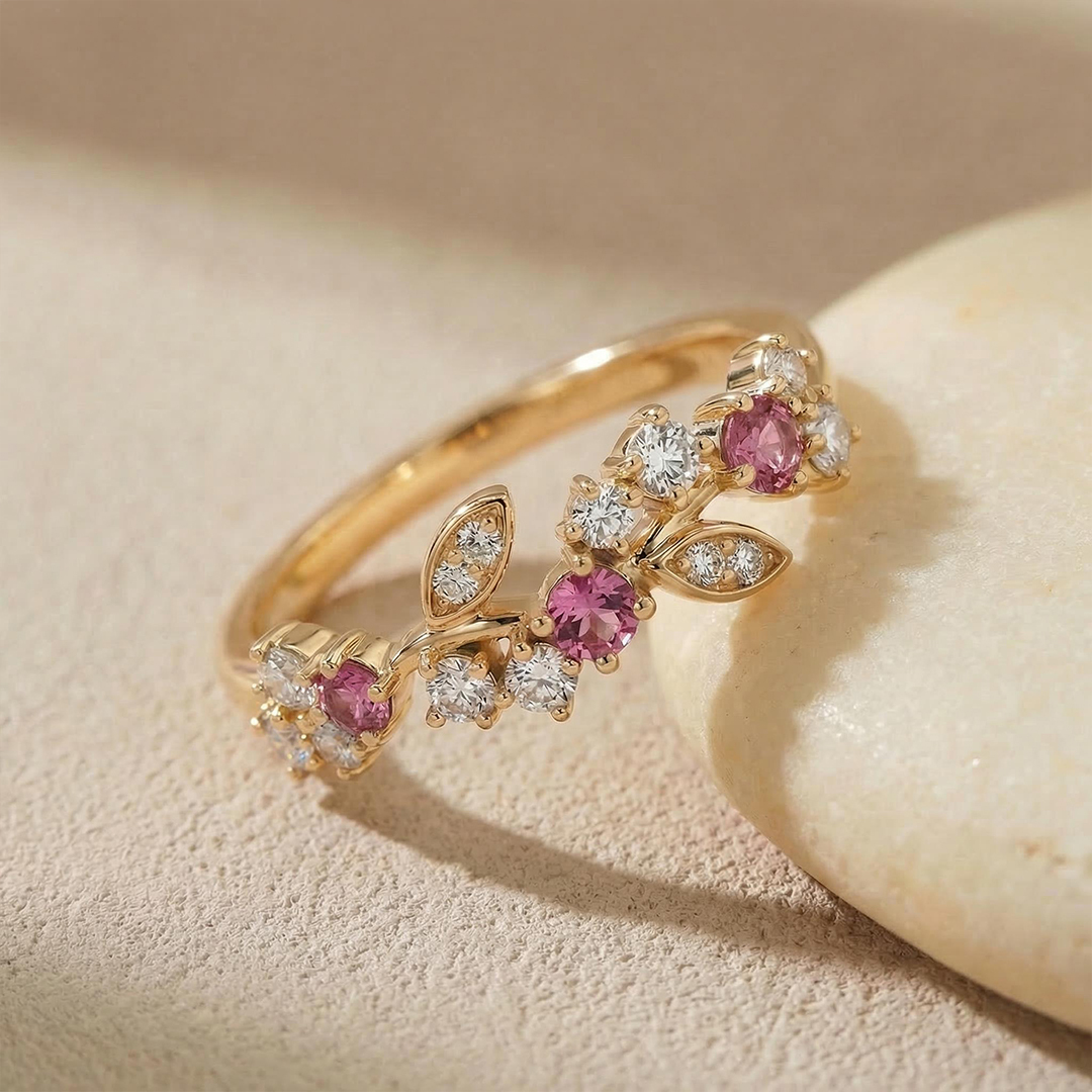 I Am Choosing Me Pink Leaf Ring