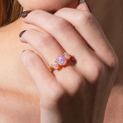 Forever in My Heart Rainbow Bridge Pink Opal Ring