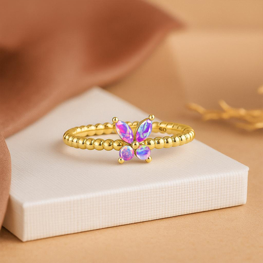 World Lupus Day Hope & Strength Opal Butterfly Ring