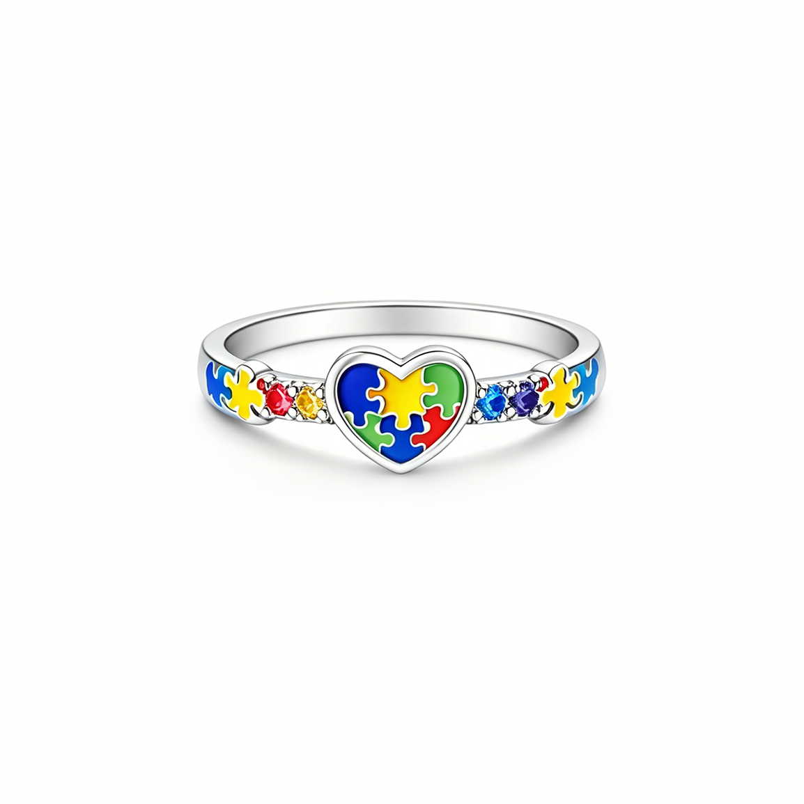 Autism Awareness Star Mom Strength in Every Star Heart Puzzle Ring