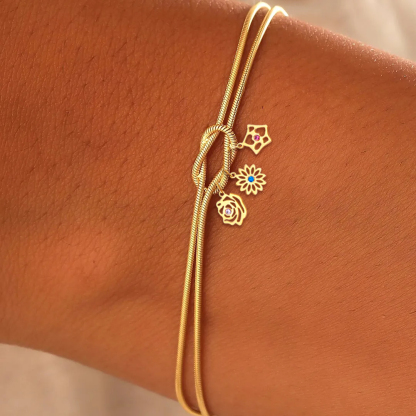 Personalized 1-12 Flowers Gift For Grandma Knot Bracelet