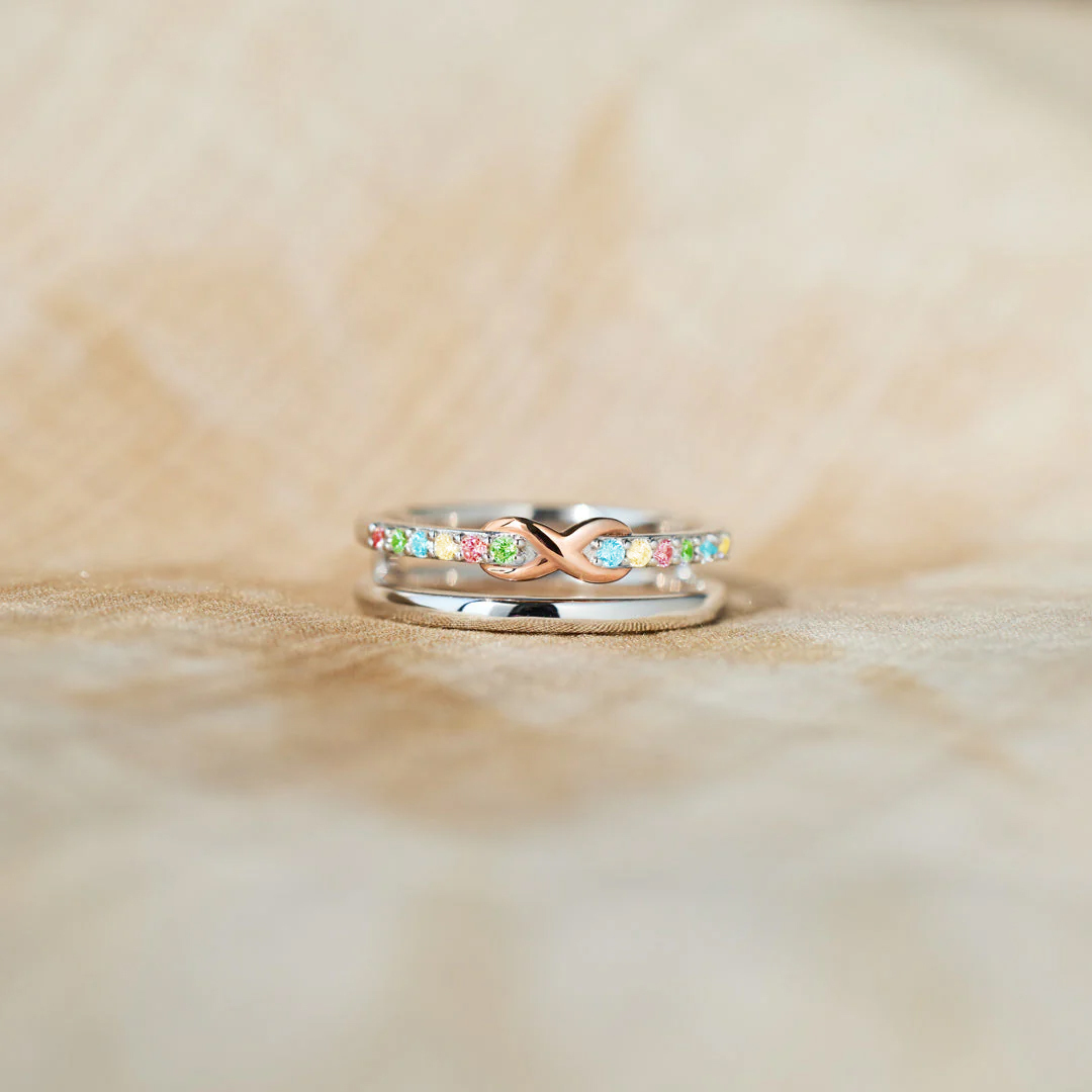 Autism Awareness Gift For Star Mom Double Layered Infinity Ring