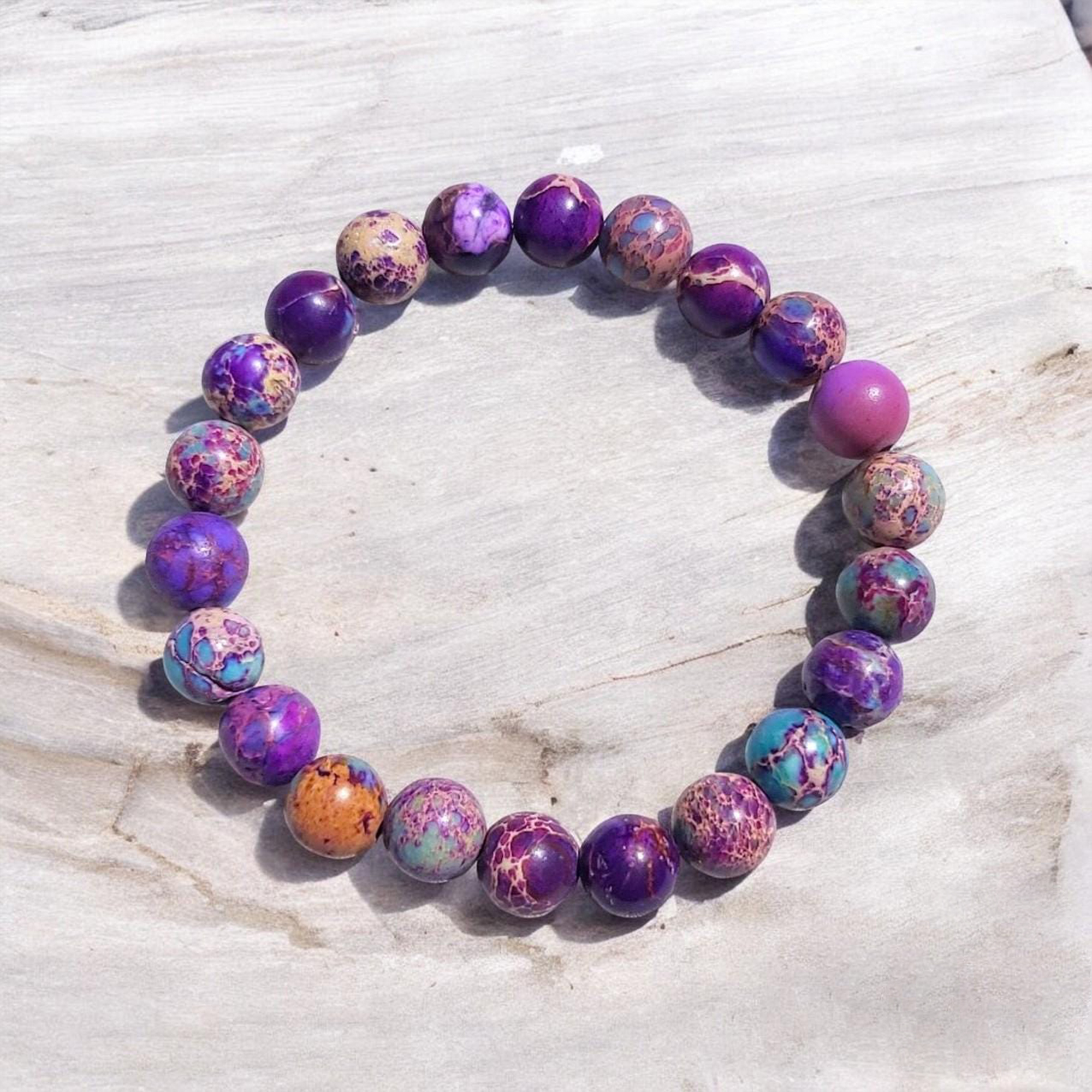 Galaxy Sea Sediment Jasper Lupus Awareness Bracelet