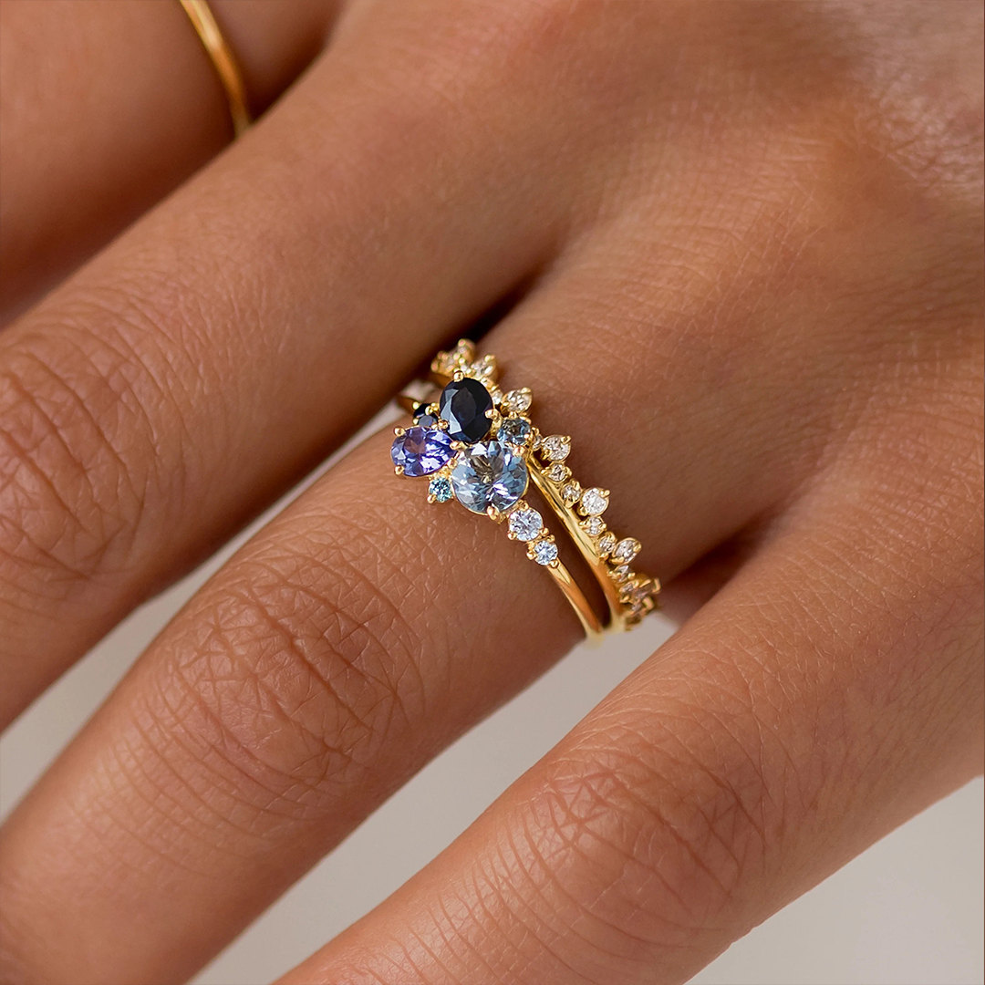 Gift For Mama Custom 1-5 Multi-Shape Birthstones Ring