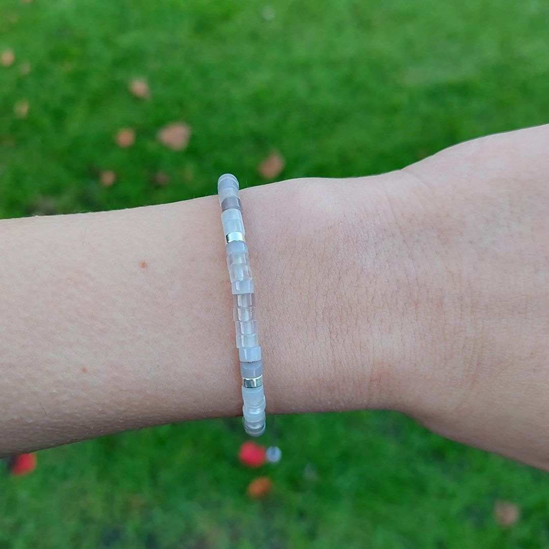 Together in Strength Brain Tumor Awareness Grey Stone Bracelet