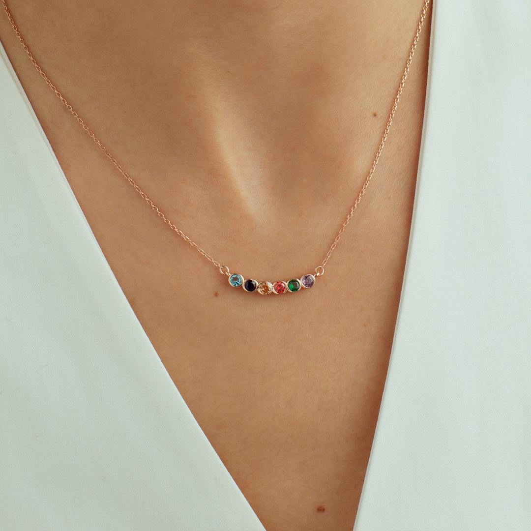 Gift For Women Family Birthstones Necklace
