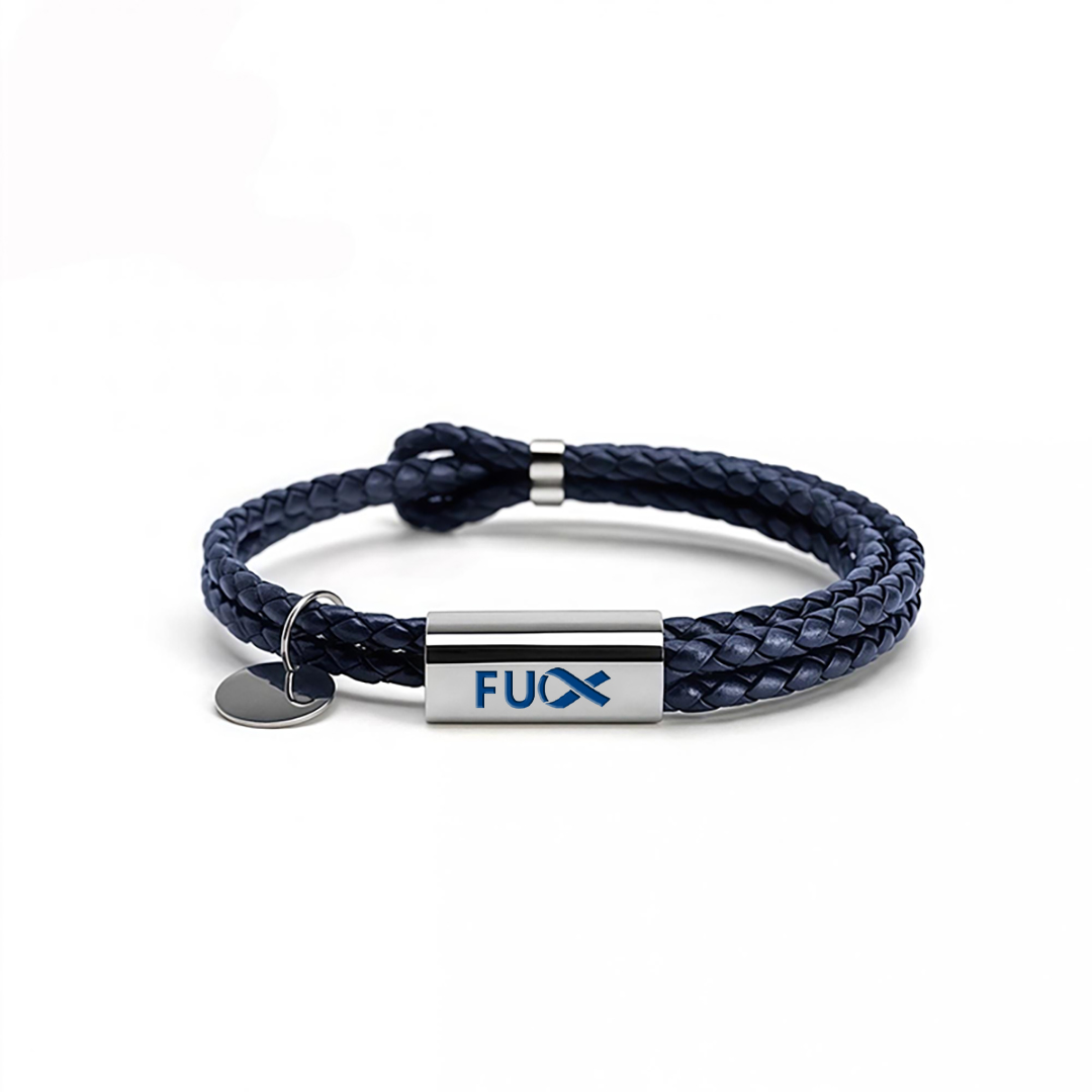 Prostate Cancer Awareness Blue Leather Bracelet