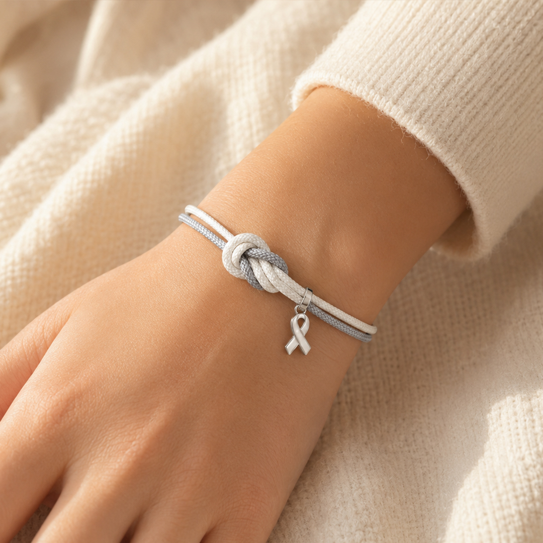Lung Cancer Awareness Two-Tone Knot Bracelet