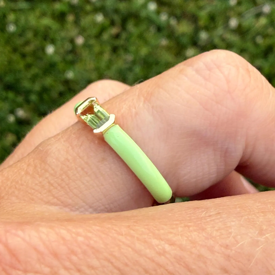 Kidney Disease Awareness Green Enamel Ring