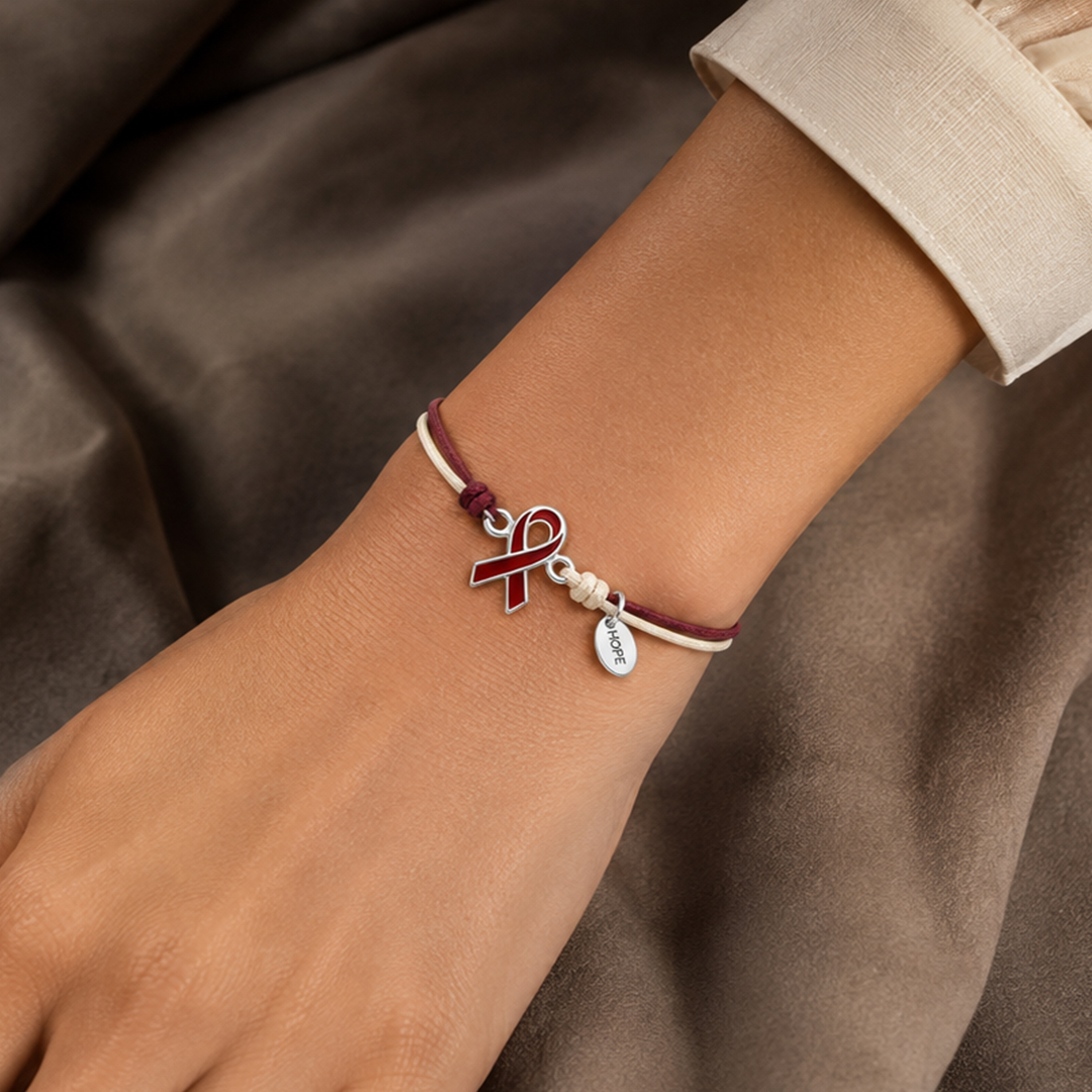 Blood Cancer Awareness Red Ribbon Bracelet