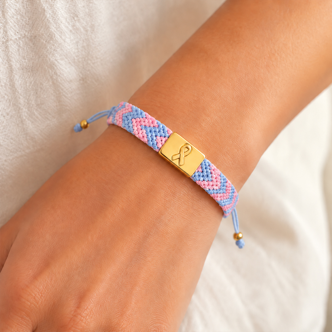 Forever in My Heart Pink and Blue Ribbon Bracelet